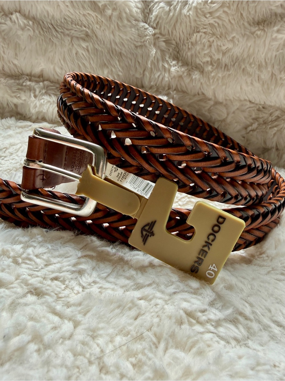 Dockers Braided Leather Belt in Rich Brown